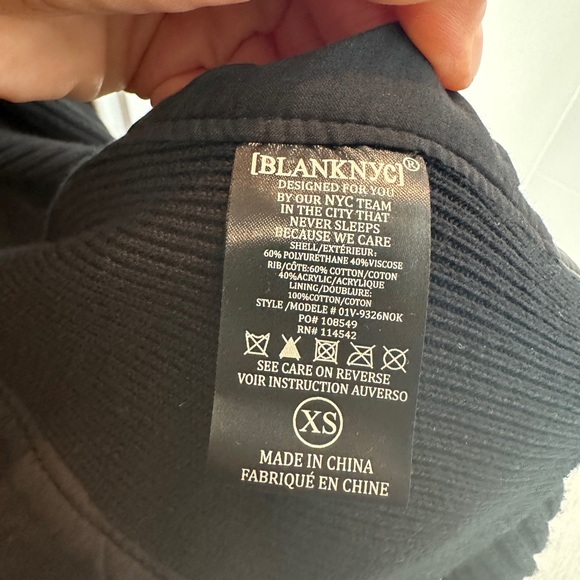 Blank NYC black leather zipper ribbed front detail jacket luxury fall casual XS - Picture 16 of 16